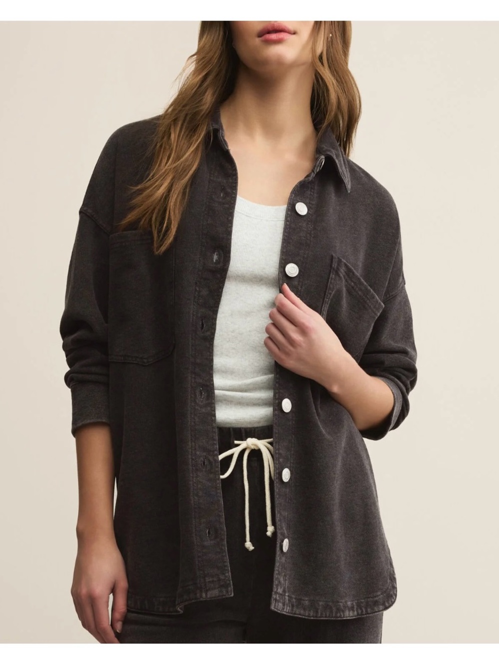 NWT! Z Supply All Day Knit Denim Jacket - Washed Black